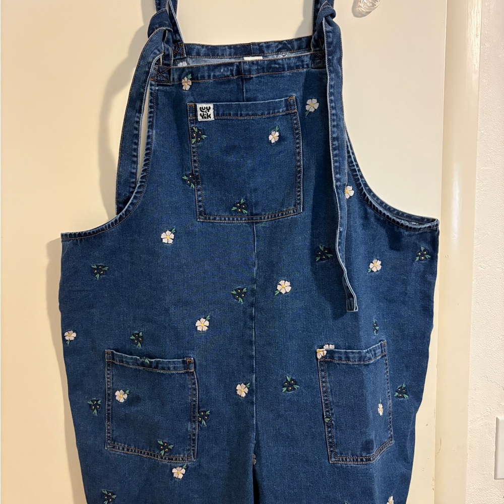 Lucy & Yak Blue Jean Floral Embroidered Overalls